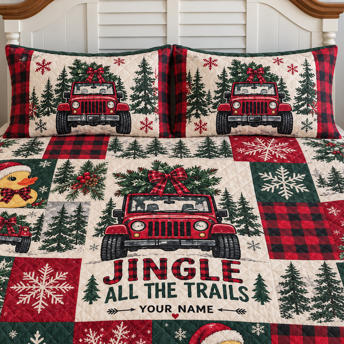 Merry Jeepmas Personalized Quilt Bedding Set