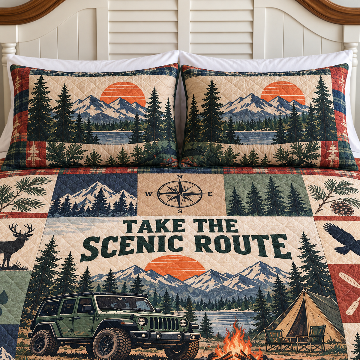 Jeep Camping Personalized Quilt Bedding Set