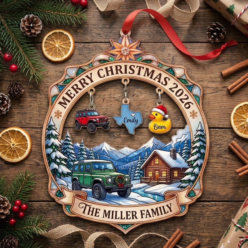 Personalized Jeep Christmas Ornament 2026
