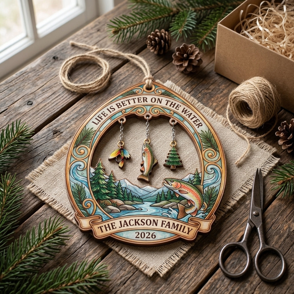 Life Is Better on the Water Trout Fishing Personalized Christmas Ornament