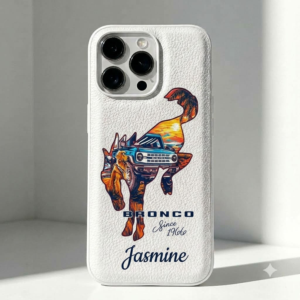 Bronco Since 1966 Personalized Leather Phone Case