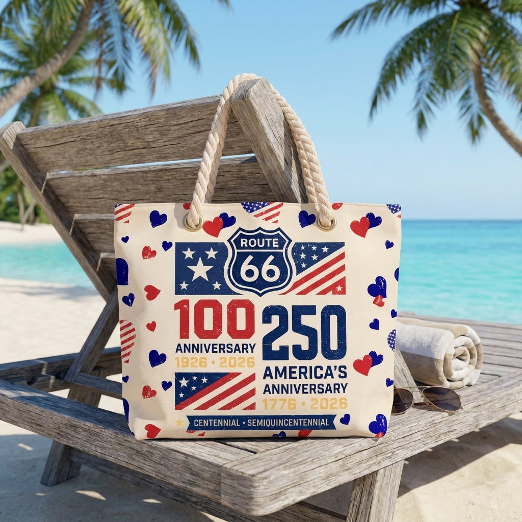 Route 66 100 Years Anniversary Beach Bag