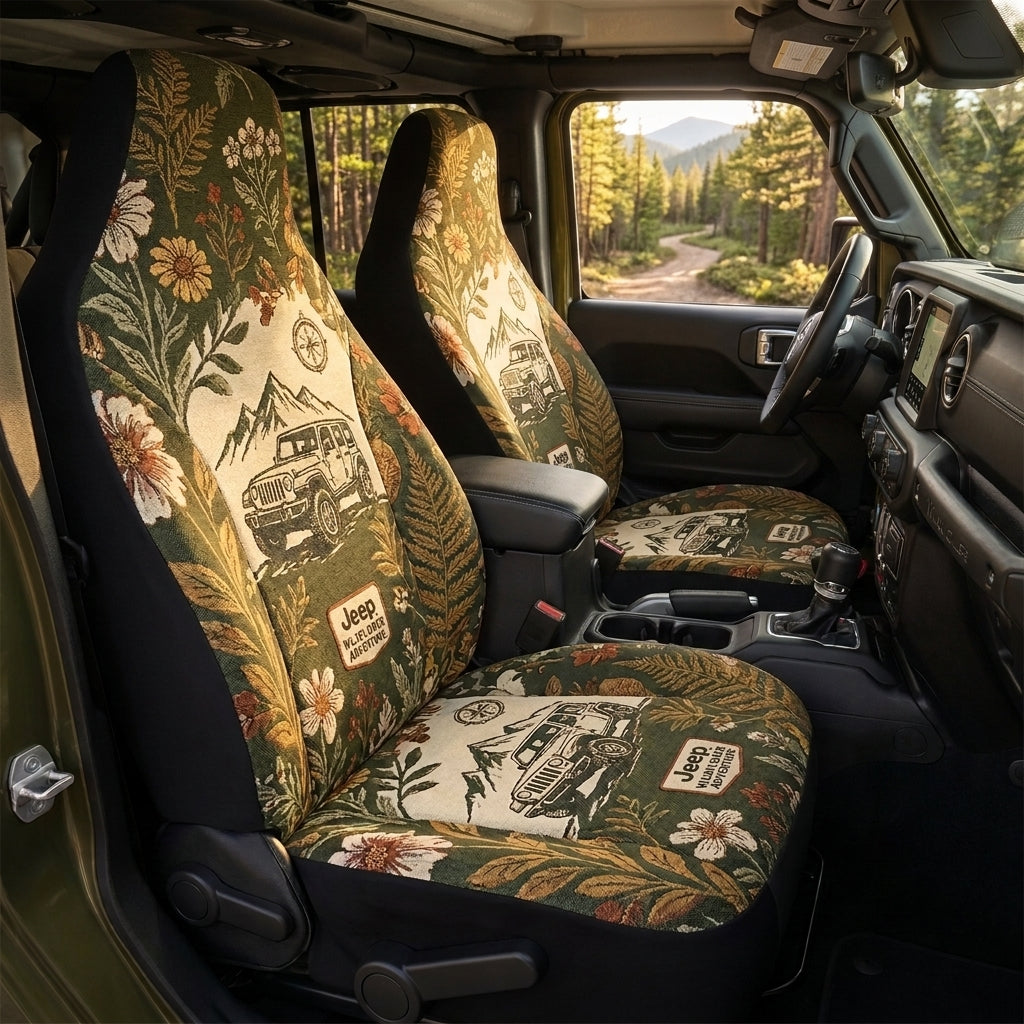 Wildflower Jeep Adventure Car Seat Cover