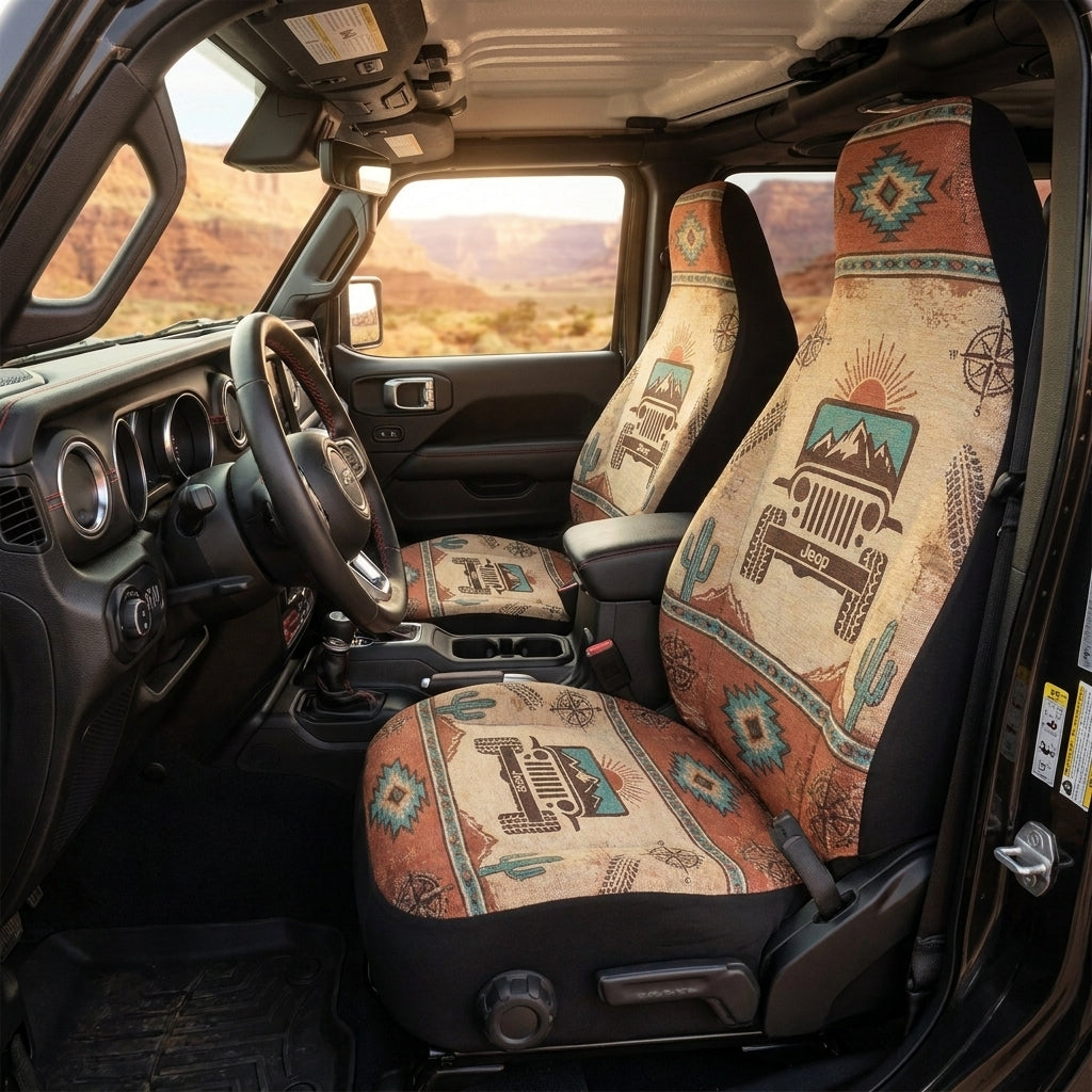Jeep Desert Mountain Car Seat Cover