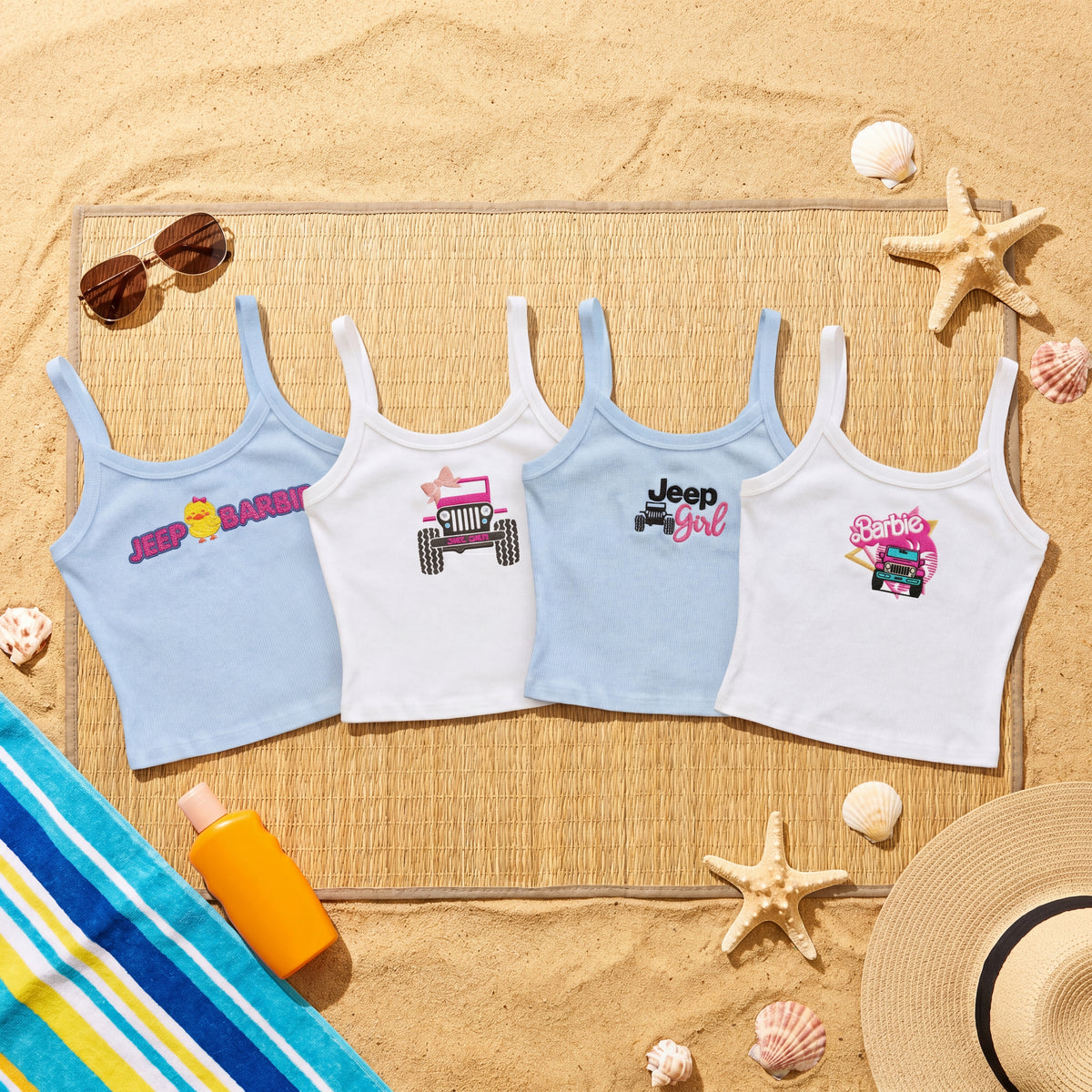 Jeep Girl Collection Embroidered Spaghetti Strap Tank Top