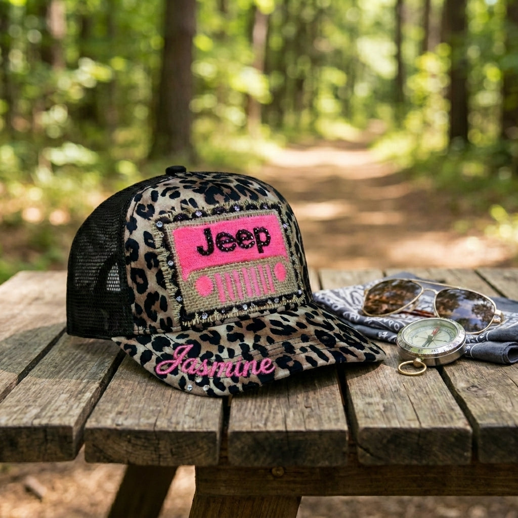 Leopard Jeep Personalized Cap