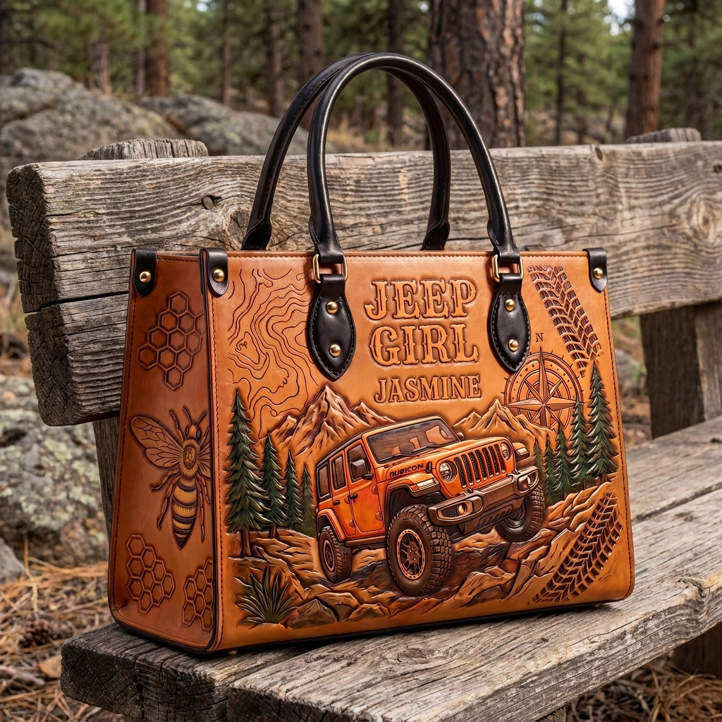 Jeep & Bee Personalized Leather Bag