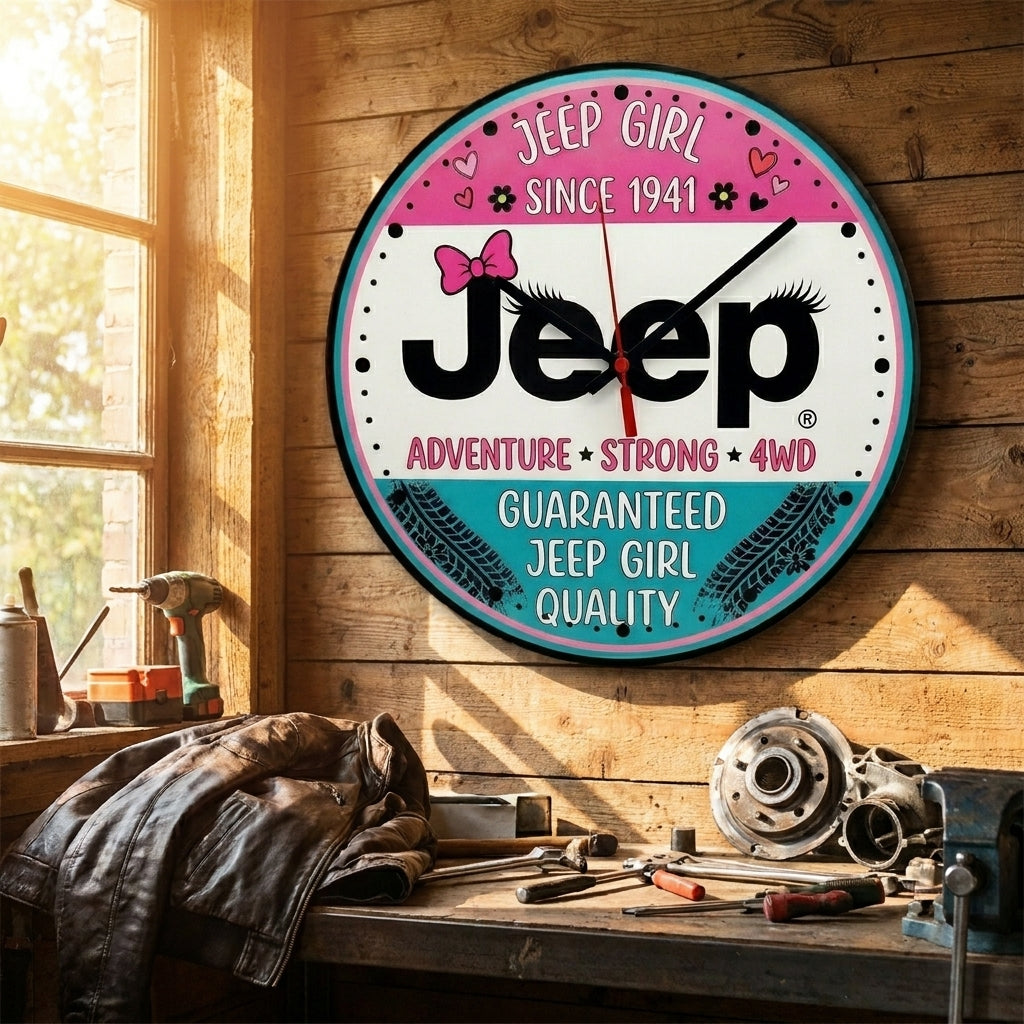Jeep Girl Since 1941 Wooden Clock