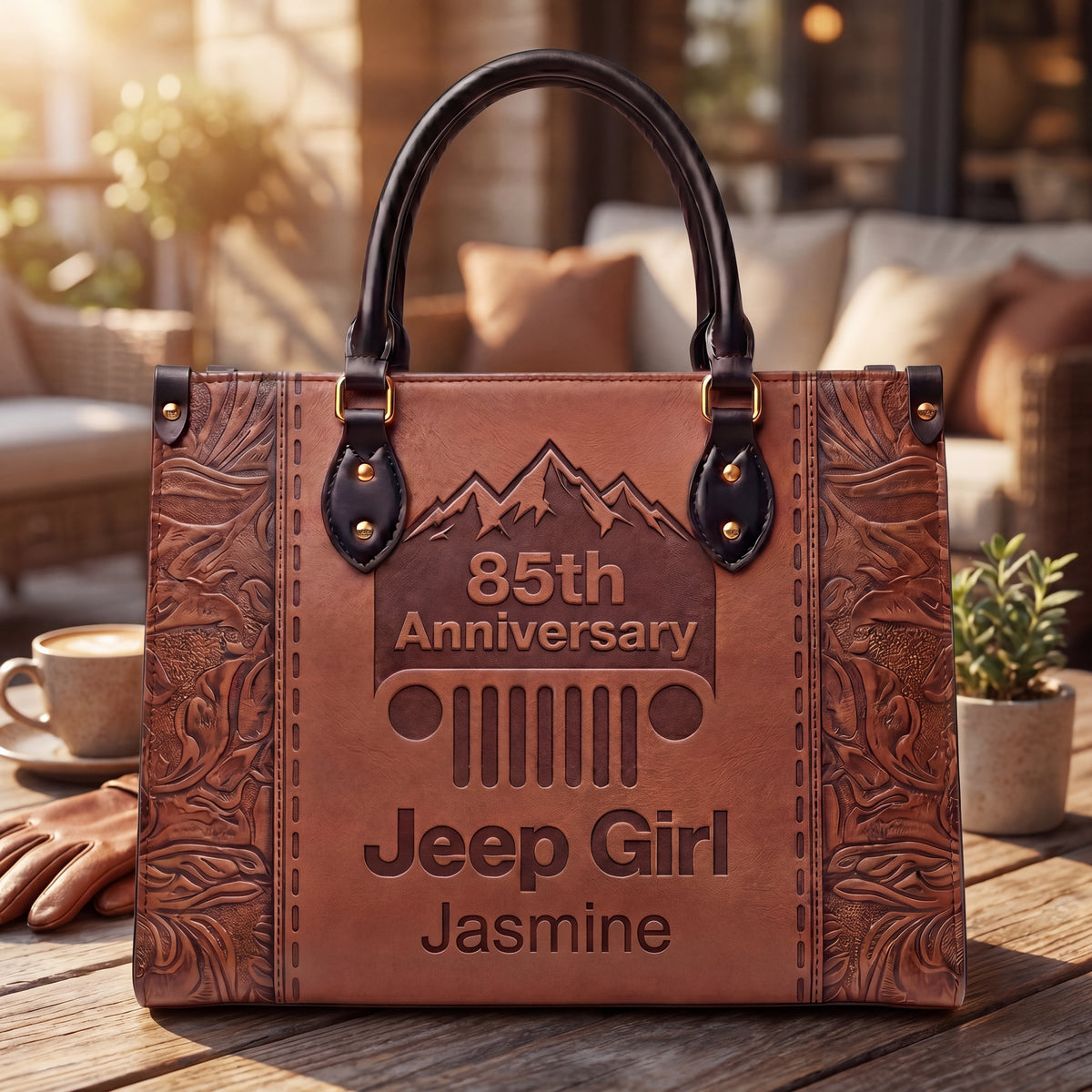 85th Anniversary Jeep Girl Personalized Leather Bag + Free Leather Wallet