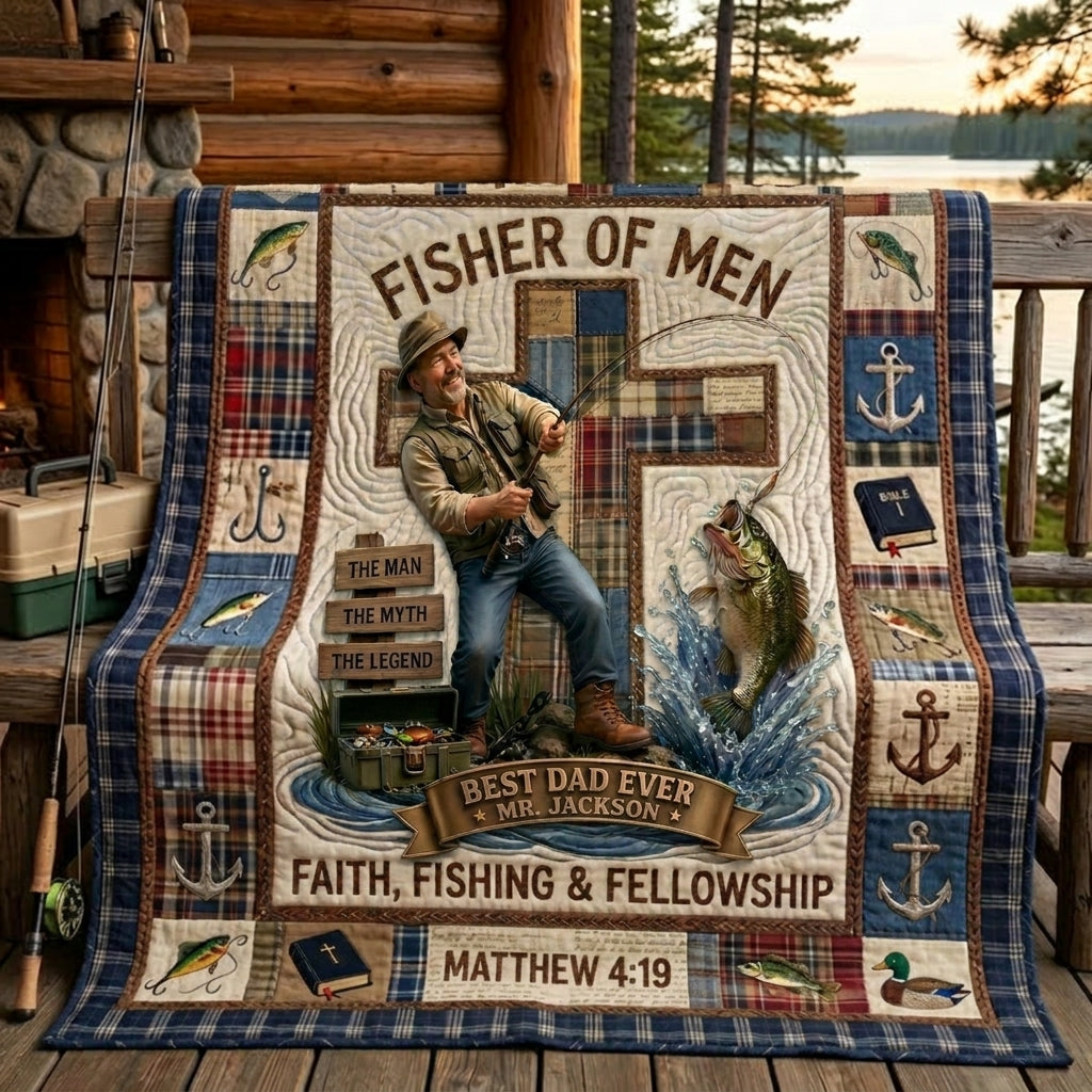 Fisher Of Men Personalized Quilted Blanket