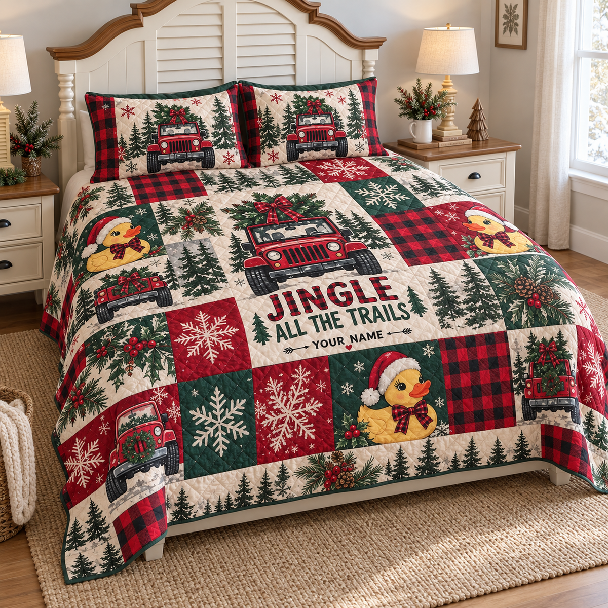 Merry Jeepmas Personalized Quilt Bedding Set