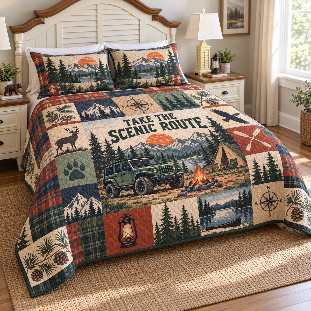 Jeep Camping Personalized Quilt Bedding Set