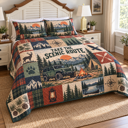 Jeep Camping Personalized Quilt Bedding Set