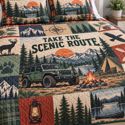 Jeep Camping Personalized Quilt Bedding Set