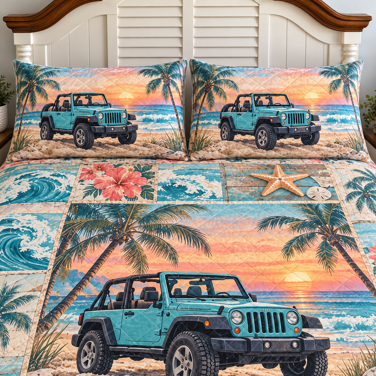 Jeep Beach Personalized Quilt Bedding Set