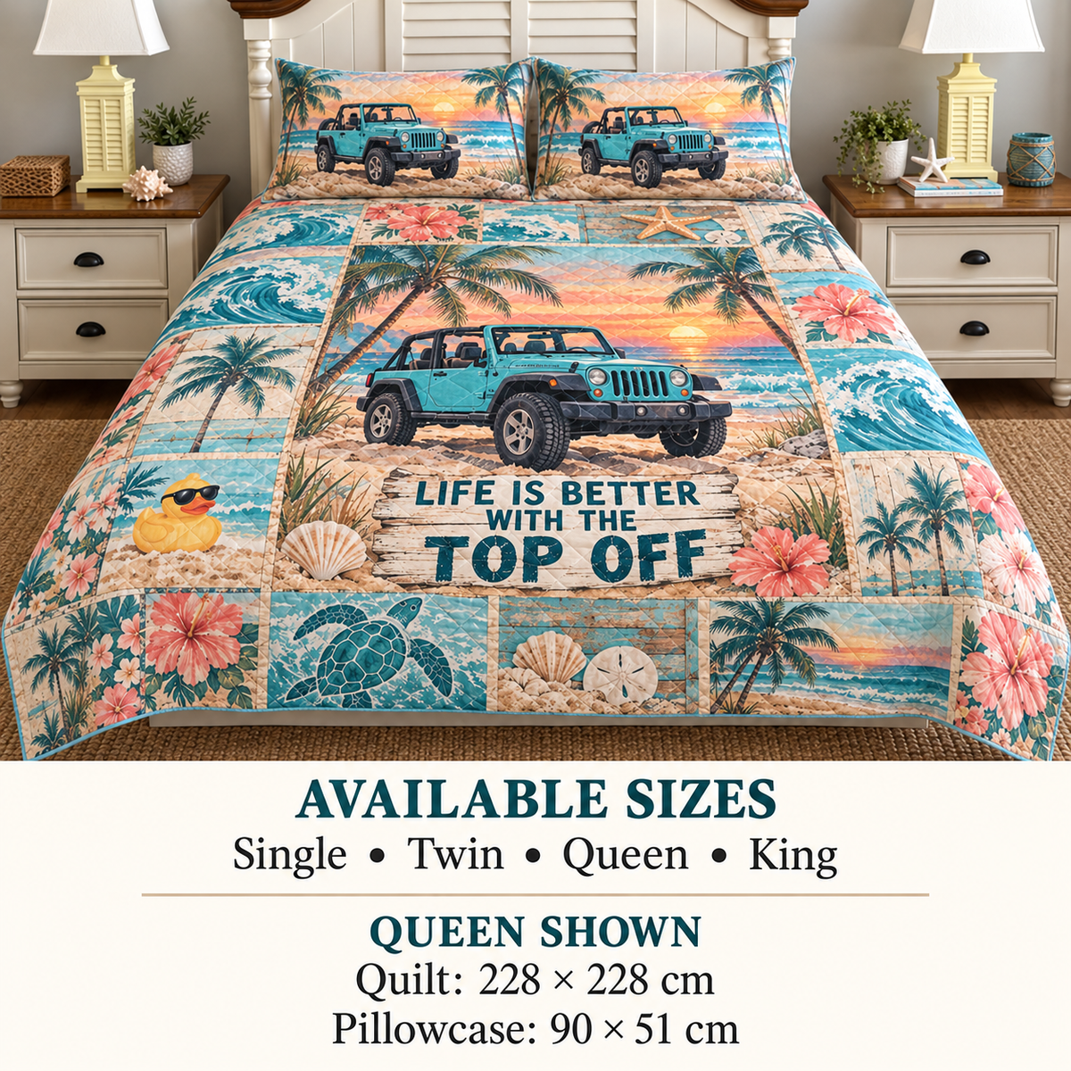 Jeep Beach Personalized Quilt Bedding Set