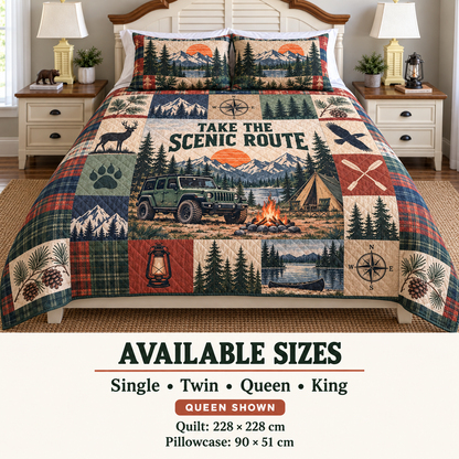 Jeep Camping Personalized Quilt Bedding Set