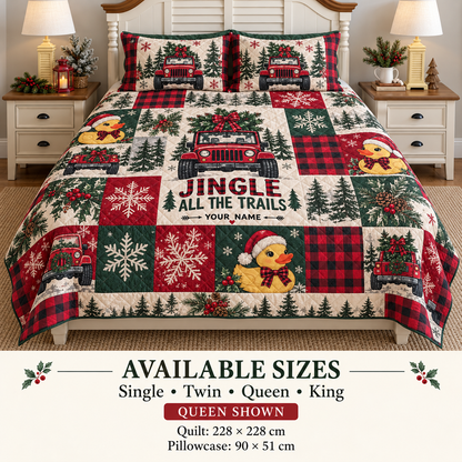 Merry Jeepmas Personalized Quilt Bedding Set