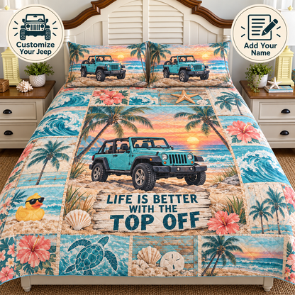 Jeep Beach Personalized Quilt Bedding Set