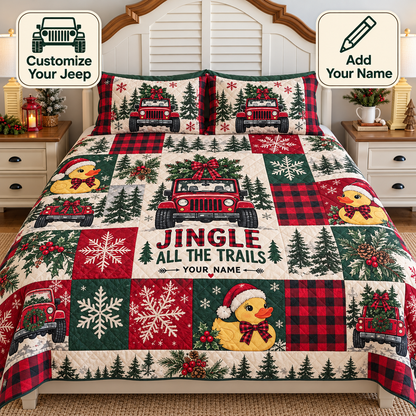 Merry Jeepmas Personalized Quilt Bedding Set