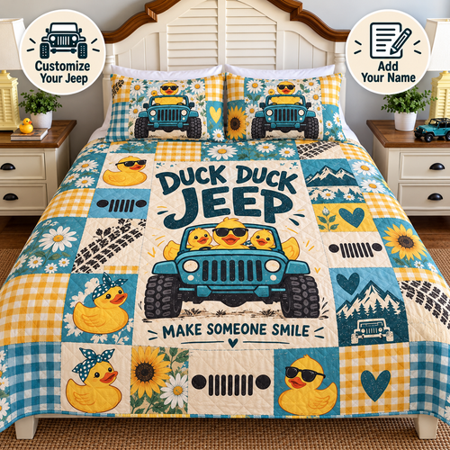 Duck Duck Jeep Personalized Quilt Bedding Set