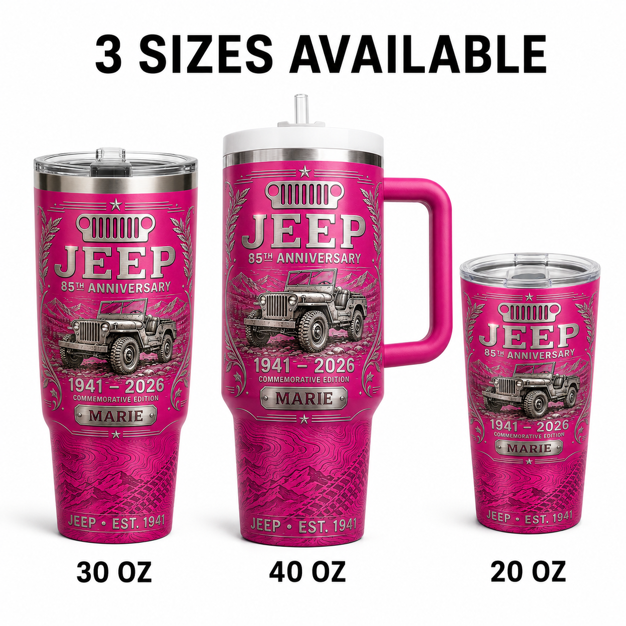 Personalized  Jeep 85th Anniversary Tumbler 40oz, 30oz, 20oz