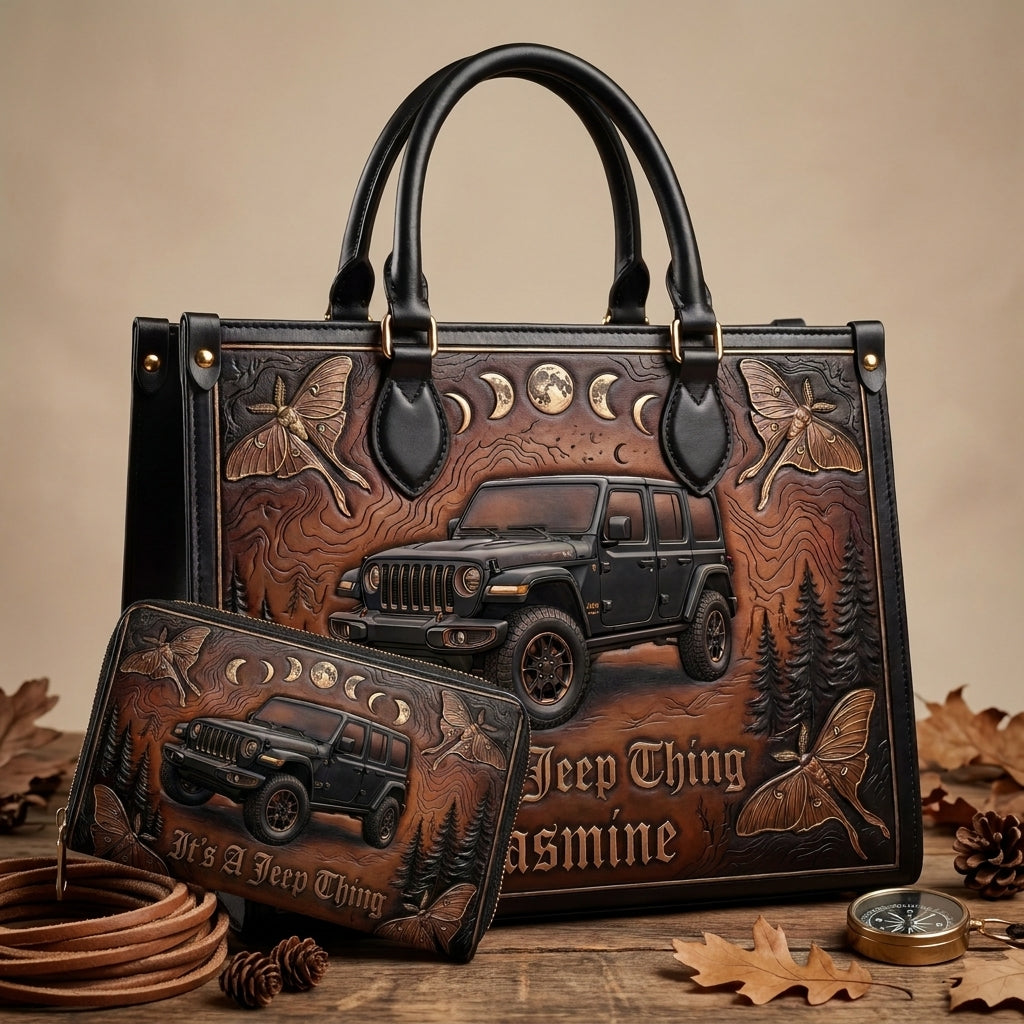 It's A Jeep Thing Personalized Leather Bag + Free Wallet