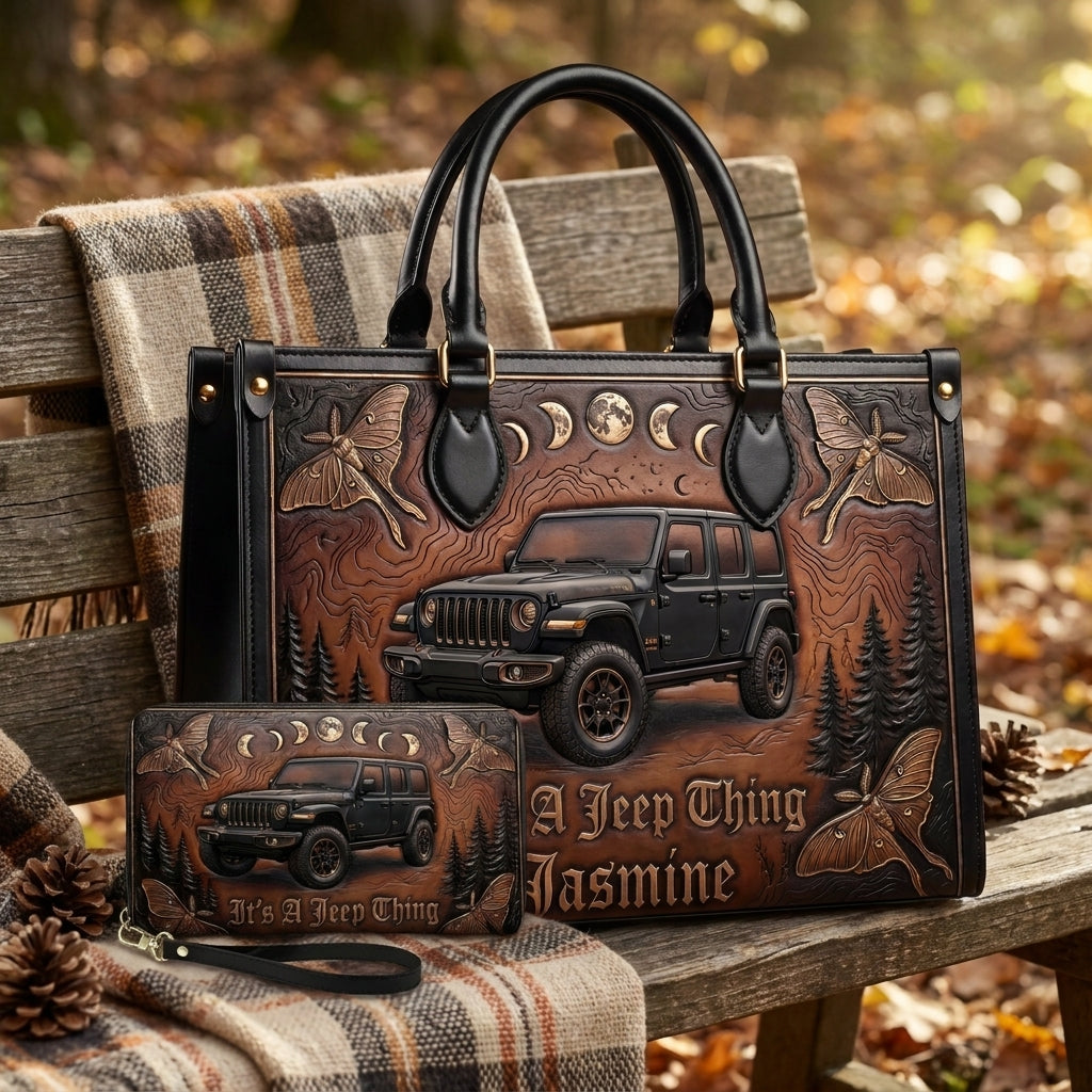 It's A Jeep Thing Personalized Leather Bag + Free Wallet