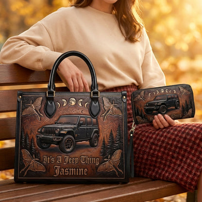 It's A Jeep Thing Personalized Leather Bag + Free Wallet
