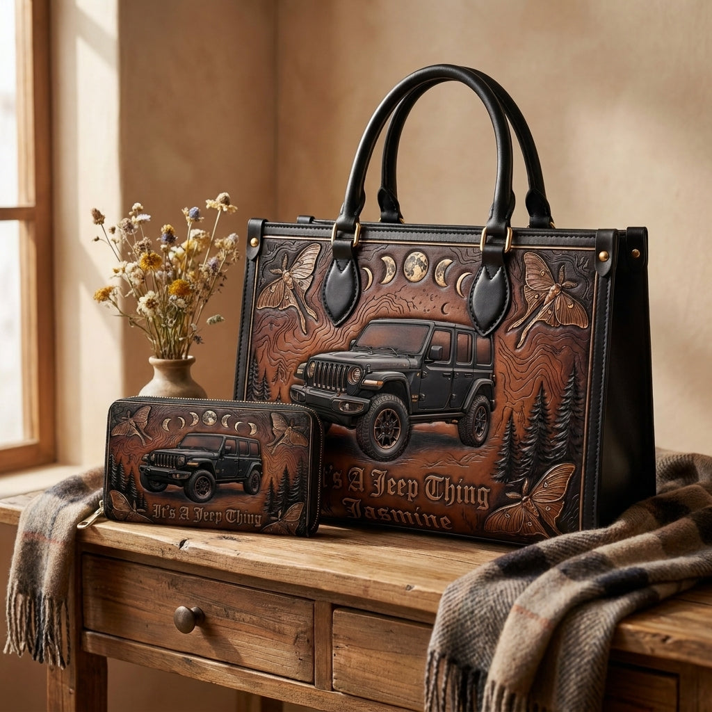 It's A Jeep Thing Personalized Leather Bag + Free Wallet