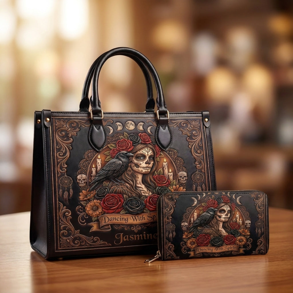 Dancing With Spirits Personalized Leather Bag + Free Wallet