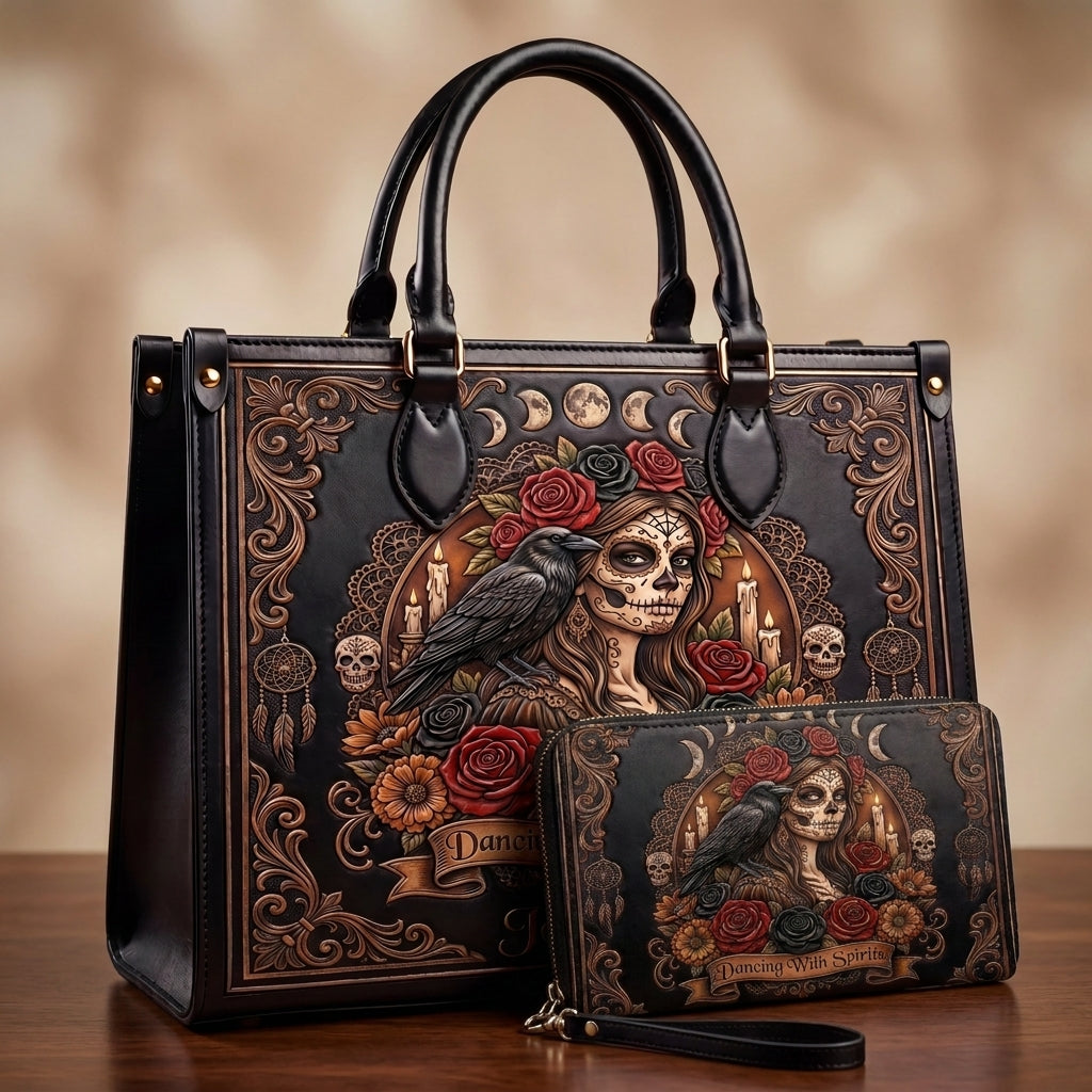 Dancing With Spirits Personalized Leather Bag + Free Wallet