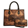 Wild Hearts Driving Jeep Personalized Leather Bag + Free Wallet