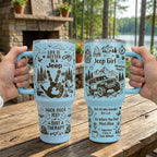 Jeep Girl Doodle Hand-drawn Engraving 40OZ Stainless Steel Tumbler With Handle