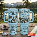 Jeep Girl Doodle Hand-drawn Engraving 40OZ Stainless Steel Tumbler With Handle