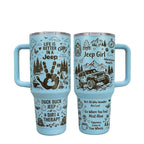 Jeep Girl Doodle Hand-drawn Engraving 40OZ Stainless Steel Tumbler With Handle