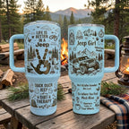 Jeep Girl Doodle Hand-drawn Engraving 40OZ Stainless Steel Tumbler With Handle