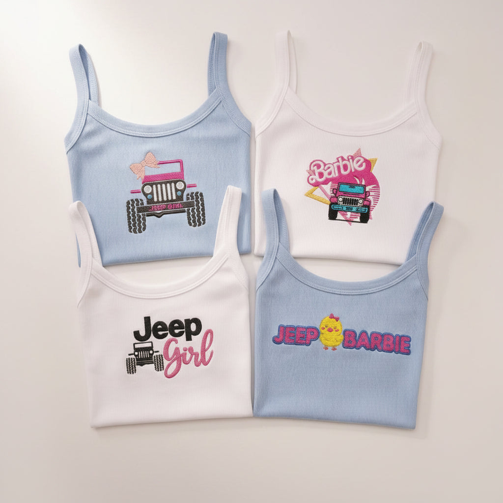 [Free delivery] Jeep Girl Collection Embroidered Spaghetti Strap Tank Top