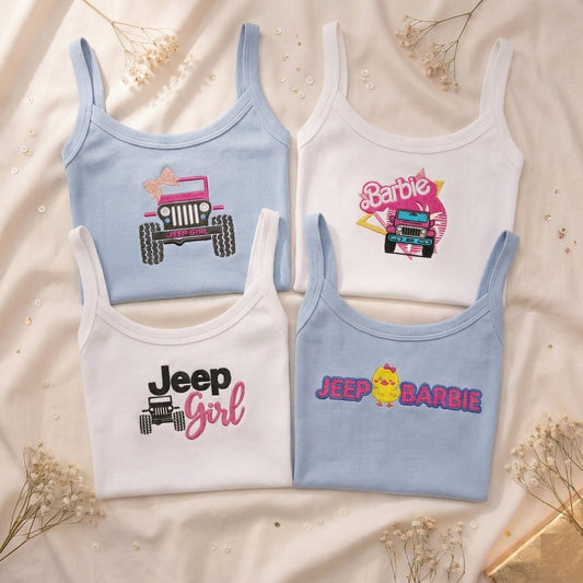 [Free delivery] Jeep Girl Collection Embroidered Spaghetti Strap Tank Top