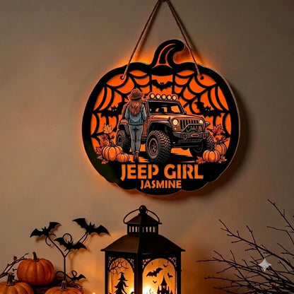 Jeep Girl Personalized Luminous Wooden Sign