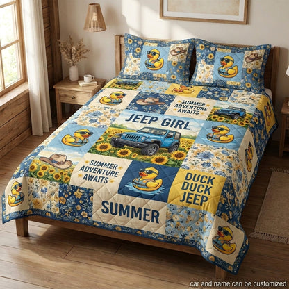 Summer Adventure Duck Duck Jeep Personalized Quilt Bedding Set