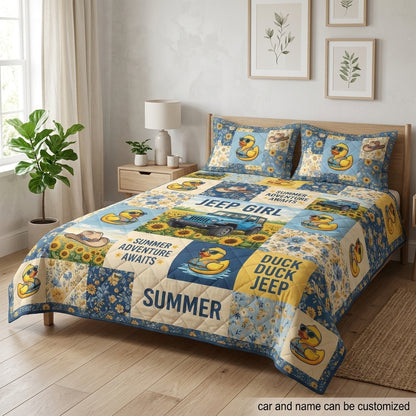 Summer Adventure Duck Duck Jeep Personalized Quilt Bedding Set