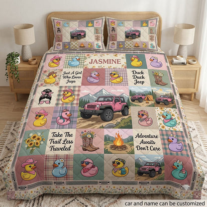 Duck Duck Jeep Girl Personalized Quilt Bedding Set