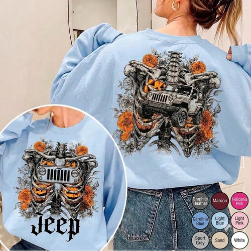 Jeep Pumpkin Skeleton Sweatshirt