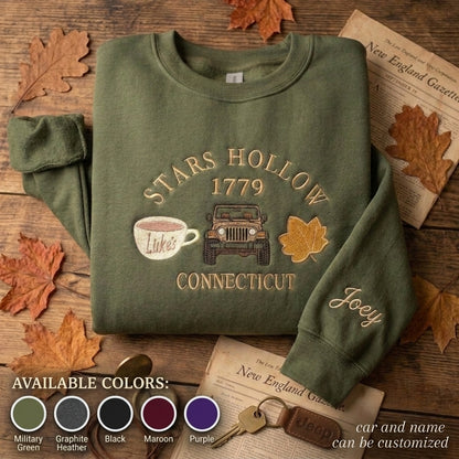 Stars Hollow Jeep Personalized Embroidered Sweatshirt