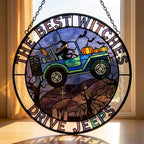 The Best Witches Drive Jeeps Suncatcher Window Glass Hanging
