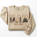 Personalized Dad with Photo Letters, Custom Sleeve Name Heart Embroidery, Faceless Portrait Sweatshirt