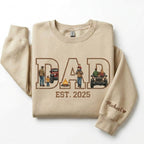 Personalized Dad with Photo Letters, Custom Sleeve Name Heart Embroidery, Faceless Portrait Sweatshirt