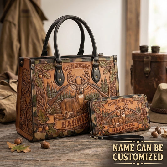 Hunting Heritage Buck Leather Bag + Free Wallet