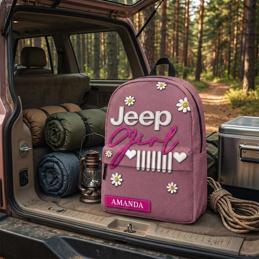 Jeep Girl Pink Personalized Backpack